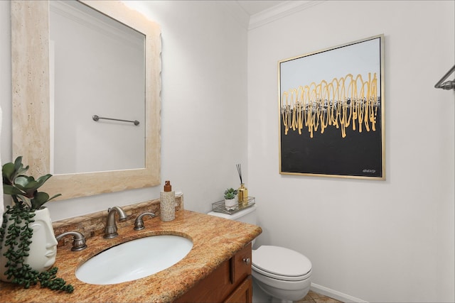 939 Mulberry Ridge Way, Houston, TX 77062 - bathroom with toilet, ornamental molding, and vanity