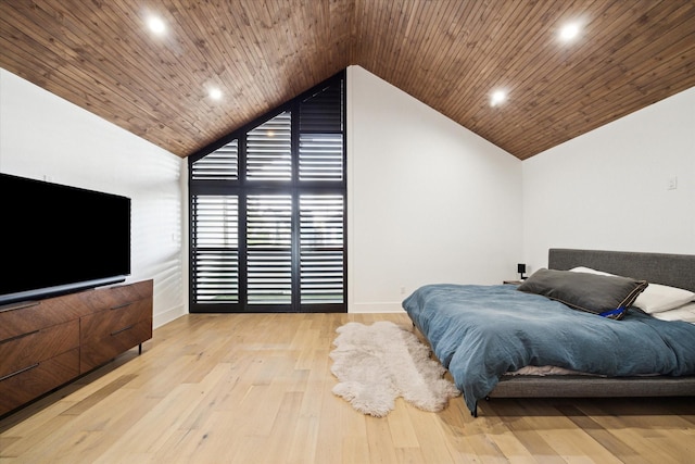 823 Aurora St, Houston, TX 77009 - bedroom with lofted ceiling, wood ceiling, wood finished floors, and recessed lighting