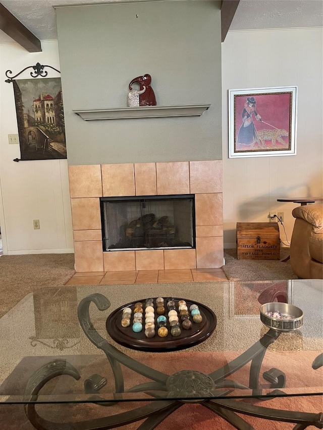 2002 Savanna Ct N, League City, TX 77573 - detailed view of a tiled fireplace and carpet