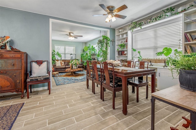 905 Jane Ln, Bryan, TX 77802 - dining space featuring a ceiling fan and light wood finished floors