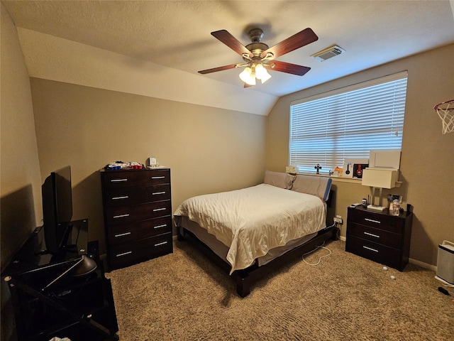 21235 Pennshore Ln, Katy, TX 77450 - bedroom with carpet flooring, lofted ceiling, and ceiling fan