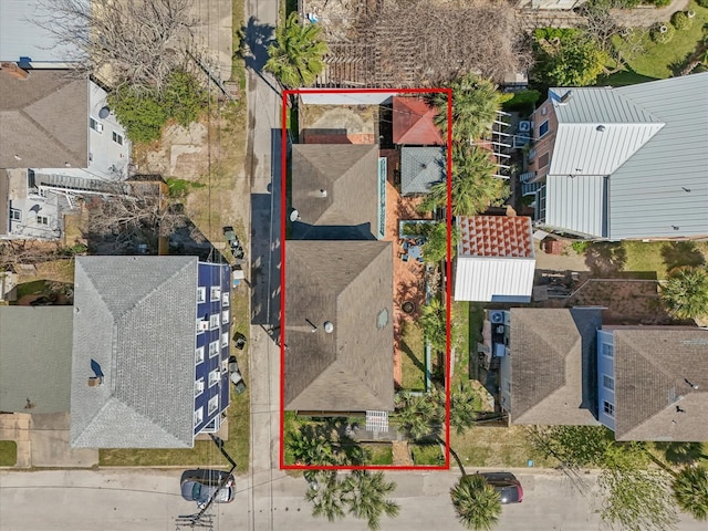 1014 20th St, Galveston, TX 77550 - aerial perspective of suburban area with property parcel outlined
