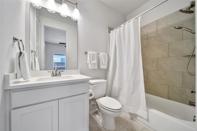28172 Woodland Bend Way, Spring, TX 77386 - full bathroom featuring toilet, vanity, shower / tub combo, and tile patterned floors