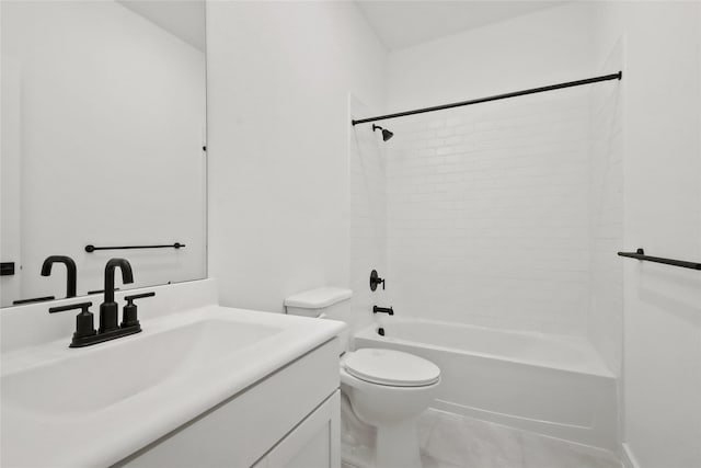 8335 Bay Oaks Dr, Baytown, TX 77523 - bathroom featuring vanity, toilet, and tub / shower combination