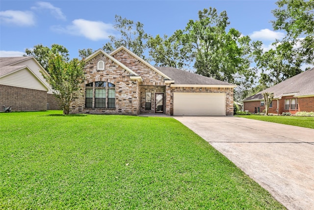1511 Tournament Ct, Crosby, TX 77532 - traditional home featuring an attached garage, concrete driveway, a front lawn, and brick siding