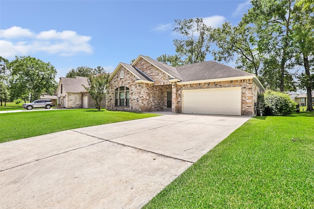1511 Tournament Ct, Crosby, TX 77532 - view of front of home featuring a front yard, an attached garage, concrete driveway, and brick siding