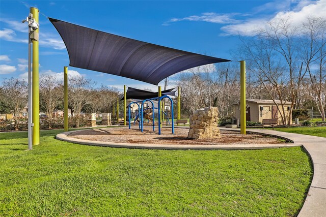 1511 Tournament Ct, Crosby, TX 77532 - community jungle gym featuring a yard