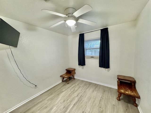 11837 13th St, Santa Fe, TX 77510 - unfurnished room with light wood-type flooring, a ceiling fan, baseboards, and a textured ceiling