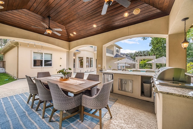 24914 Misty Heath Ln, Katy, TX 77494 - view of patio with a ceiling fan and outdoor dining space