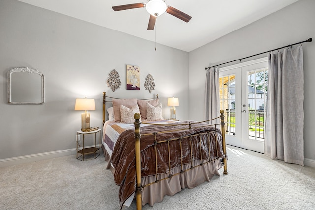 1003 Angel Forest Ct, Pinehurst, TX 77362 - carpeted bedroom featuring access to exterior, french doors, and a ceiling fan