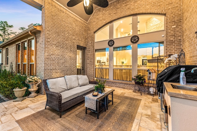 1003 Angel Forest Ct, Pinehurst, TX 77362 - view of patio / terrace featuring an outdoor hangout area and ceiling fan
