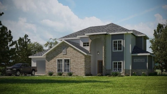 6110 E Bluff Ct, Magnolia, TX 77354 - view of front of house with stone siding and a front yard