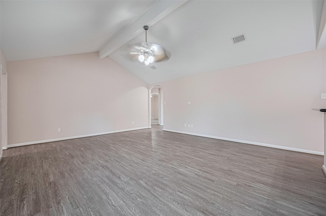 28861 Llano River Loop, Spring, TX 77386 - empty room with a ceiling fan, wood finished floors, baseboards, and arched walkways
