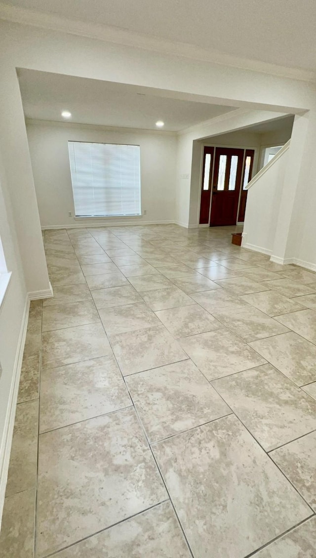 9827 Westminster Dr, Humble, TX 77338 - entrance foyer with baseboards, recessed lighting, and light tile patterned floors