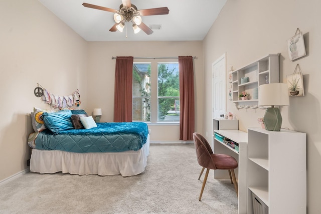 28622 Champions Dr, Magnolia, TX 77355 - bedroom featuring light colored carpet and a ceiling fan