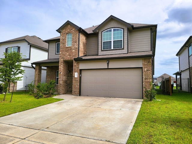 24703 Allori Ct, Katy, TX 77493 - traditional-style house featuring brick siding, an attached garage, concrete driveway, and a shingled roof