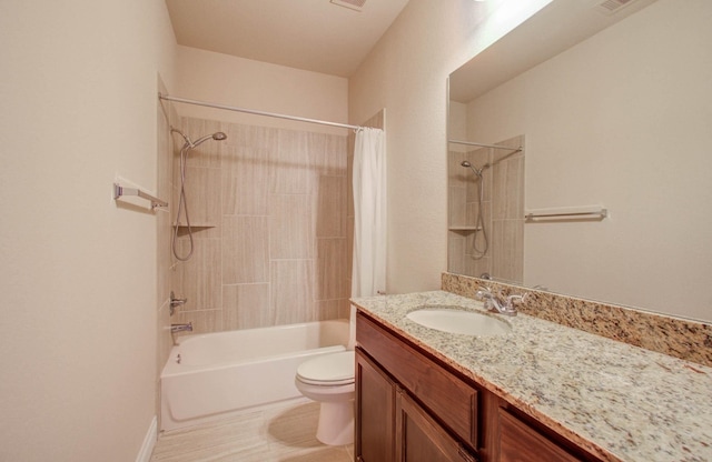 1202 Watercrest Park Ln, Rosenberg, TX 77471 - bathroom with vanity, toilet, and shower / bath combination with curtain