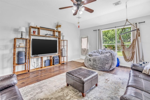 19311 Oak Station Dr, Humble, TX 77346 - living room with wood finished floors and ceiling fan