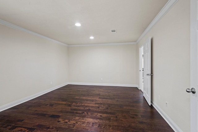 12006 Acorn Oak St, The Woodlands, TX 77380 - spare room featuring dark wood-style flooring, recessed lighting, ornamental molding, and baseboards