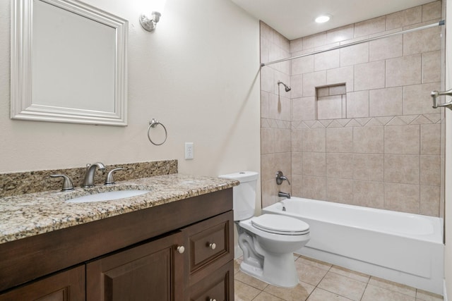 12006 Acorn Oak St, The Woodlands, TX 77380 - bathroom with vanity, toilet, shower / washtub combination, and tile patterned flooring