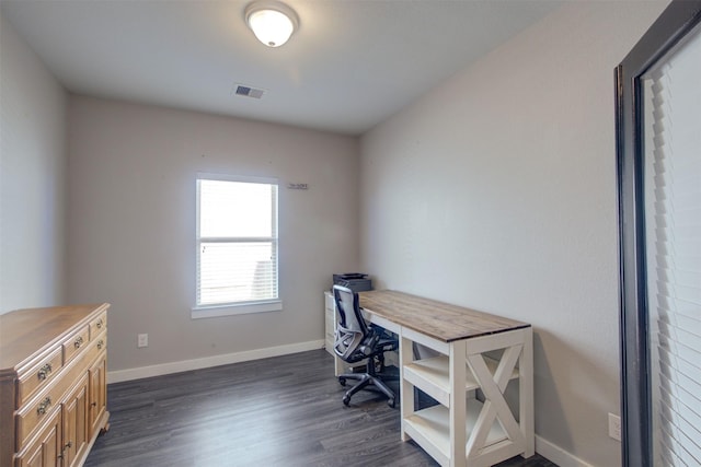 12413 S Hill Ct, Magnolia, TX 77354 - home office with baseboards and dark wood finished floors
