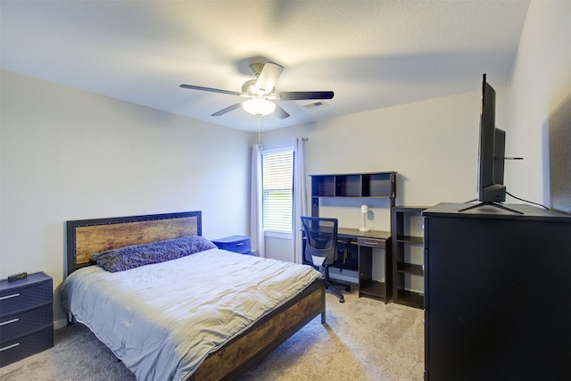 12413 S Hill Ct, Magnolia, TX 77354 - bedroom featuring light carpet and ceiling fan
