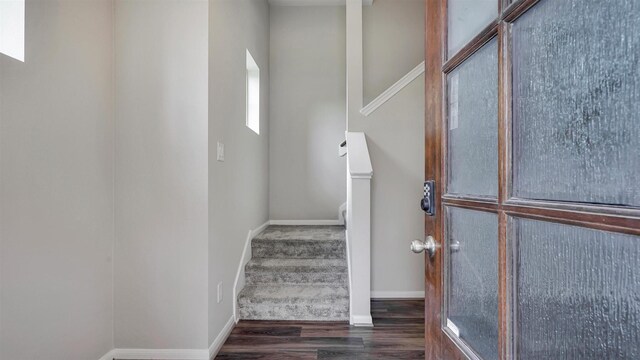 9423 Towne Lake Pkwy, Cypress, TX 77433 - stairs featuring wood finished floors and baseboards