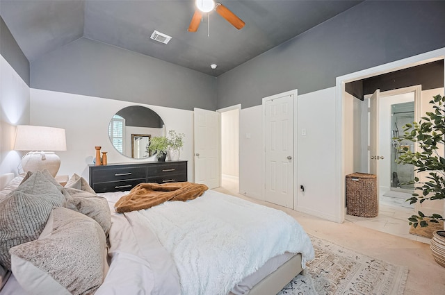 1942 Crisfield Dr, Sugar Land, TX 77479 - bedroom featuring high vaulted ceiling and ceiling fan