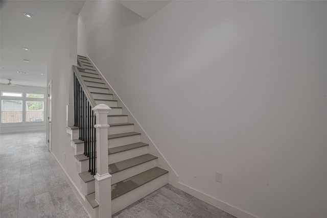 4116 Alvin St, Houston, TX 77051 - stairs with recessed lighting and ceiling fan