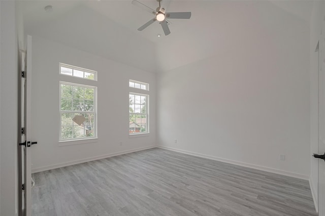 4116 Alvin St, Houston, TX 77051 - unfurnished room with wood finished floors, ceiling fan, high vaulted ceiling, and a smoke detector
