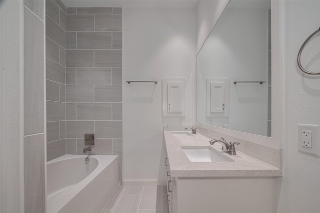 4116 Alvin St, Houston, TX 77051 - bathroom with double vanity, tile patterned flooring, and shower / tub combination