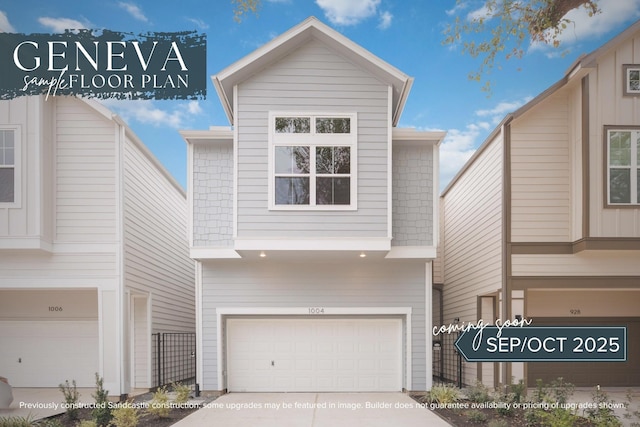 833 Fisher St Unit E, Houston, TX 77018 - view of front facade featuring a garage and driveway