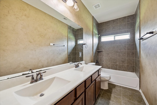 22611 Pineleigh Ct, Tomball, TX 77375 - full bathroom with double vanity, shower / tub combination, and tile patterned floors
