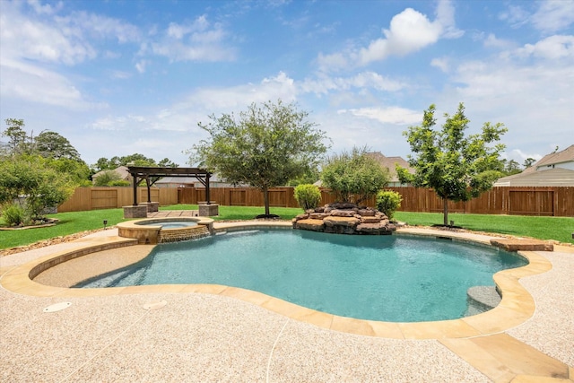 22611 Pineleigh Ct, Tomball, TX 77375 - view of pool featuring a fenced backyard and a pool with connected hot tub