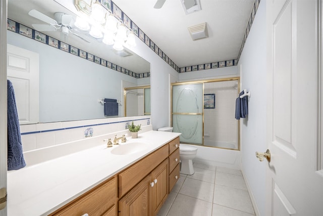 918 Dogwood Ridge Dr, Diboll, TX 75941 - full bath with a ceiling fan, vanity, tile patterned flooring, and toilet