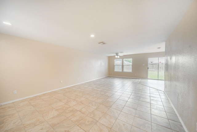 22802 Sherioaks Ln, Spring, TX 77389 - unfurnished room with ceiling fan, recessed lighting, baseboards, and light tile patterned floors