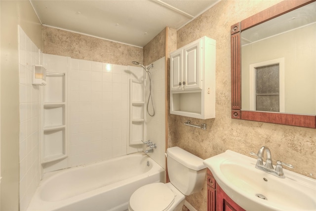 330 Oak Tree Dr, Point Blank, TX 77364 - full bath featuring toilet, shower / bath combination, decorative backsplash, and vanity