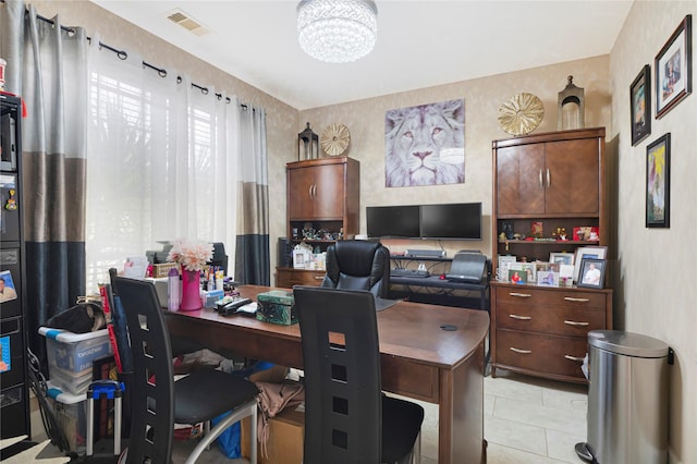 16946 Creek Mountain Dr, Houston, TX 77084 - office space featuring a chandelier and tile patterned flooring