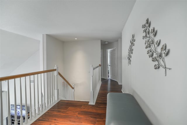 13614 Birch Canyon Ct, Houston, TX 77041 - corridor featuring an upstairs landing, wood finished floors, and recessed lighting