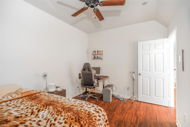 13614 Birch Canyon Ct, Houston, TX 77041 - bedroom with vaulted ceiling, wood finished floors, and a ceiling fan