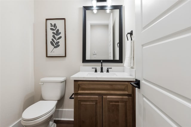 1437 Bluebonnet Ridge Dr, Chappell Hill, TX 77426 - half bath featuring toilet, vanity, and baseboards