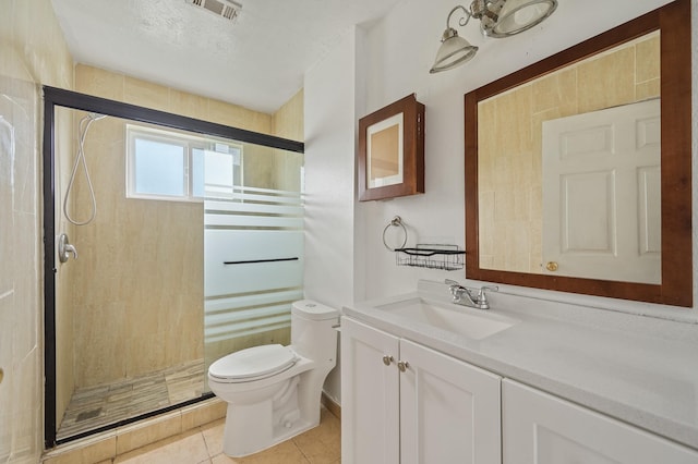 11707 N Nottingham Cir, Houston, TX 77071 - full bathroom featuring toilet, vanity, a shower stall, and tile patterned flooring