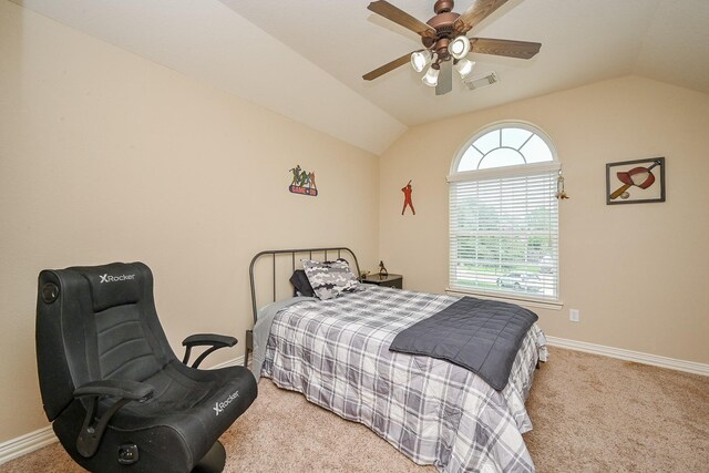 20803 Twisted Leaf Dr, Cypress, TX 77433 - carpeted bedroom featuring vaulted ceiling and a ceiling fan