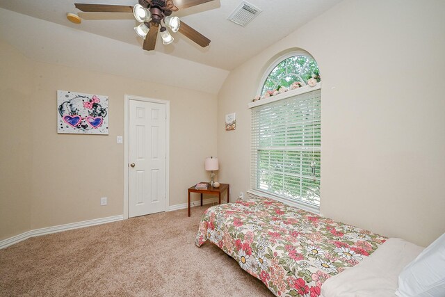 20803 Twisted Leaf Dr, Cypress, TX 77433 - bedroom with lofted ceiling, carpet, and ceiling fan