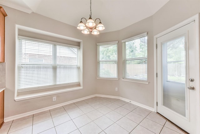 2231 Water Way, Seabrook, TX 77586 - unfurnished dining area with a chandelier and light tile patterned floors