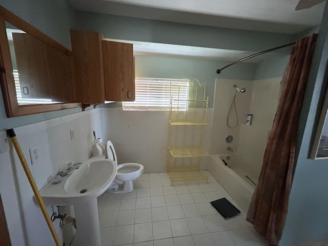 307 Anchor Dr, Freeport, TX 77541 - bathroom featuring toilet, tile patterned floors, and shower / bath combo