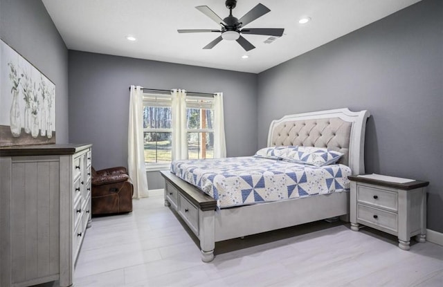 148 Wagon Pass Dr, Huntsville, TX 77340 - bedroom featuring recessed lighting, baseboards, and a ceiling fan