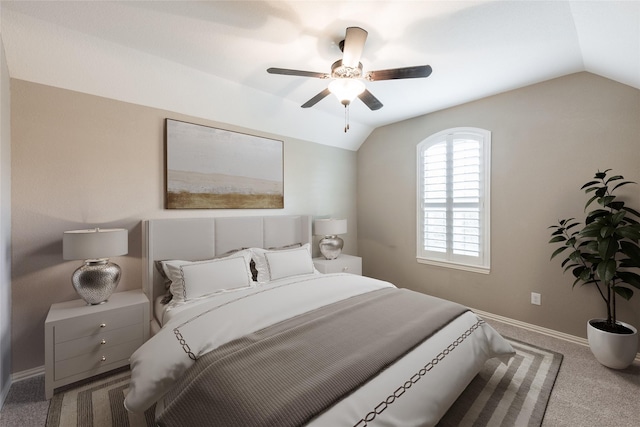 20722 Lavone Dr, Porter, TX 77365 - carpeted bedroom featuring vaulted ceiling, baseboards, and ceiling fan