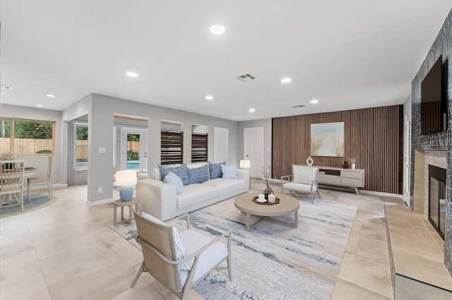 10714 Deerwood Rd, Houston, TX 77042 - living room with recessed lighting and a premium fireplace