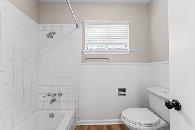 9407 Brooding Oak Cir, Houston, TX 77096 - full bathroom with toilet, shower / bath combination, and wood finished floors